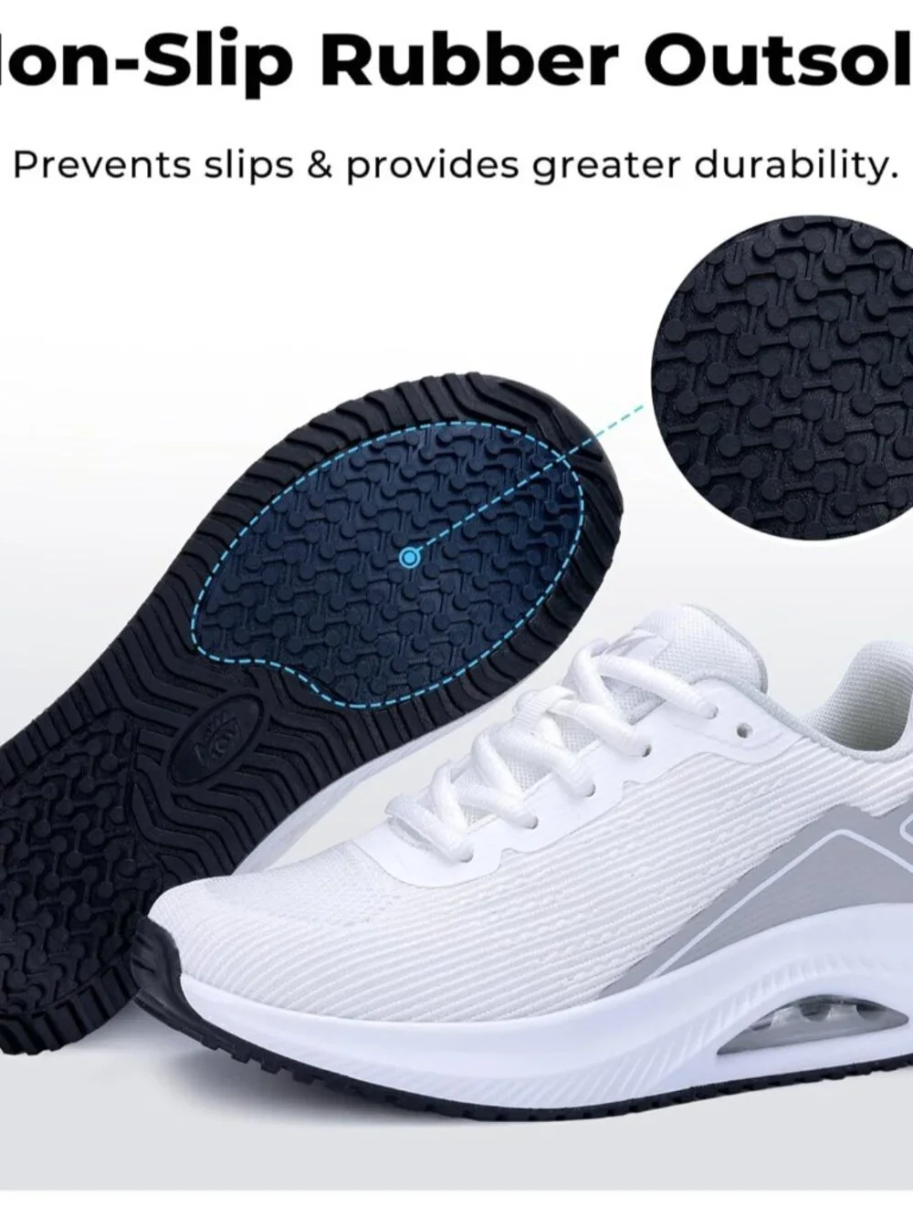 Women's White Arch Support Walking Shoes Plantar Fascistic Sneakers